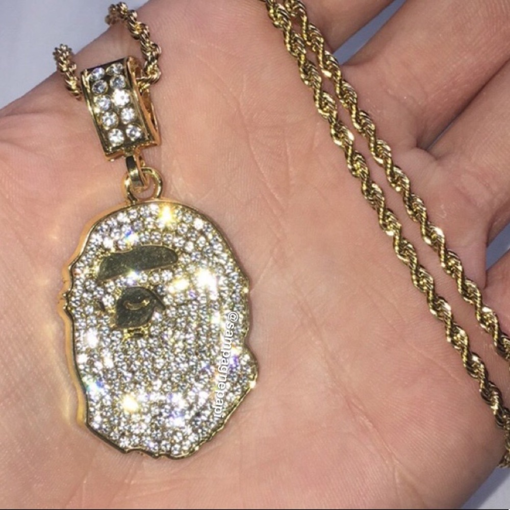 Bape Pendant & 18k Chain